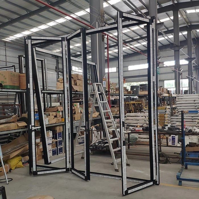 Premium Black Bifold Doors with Wood Texture